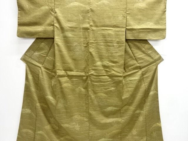 JAPANESE KIMONO / GRASS PATTERN TSUMUGI TSUKESAGE KIMONO